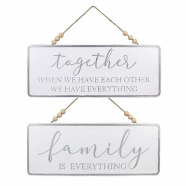 Youngs Embossed Metal White Washed Wall Sign, Assorted Color - 2 Piece 20681